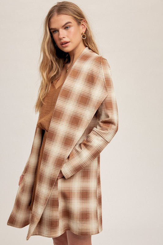 Emmy Rust Plaid Faux Suede Jacket