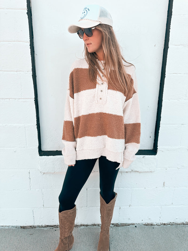 Kali Sweater in Cream & Camel Stripe