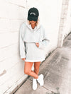 Gray Ribbed Sweatshirt Dress