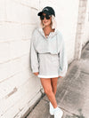 Gray Ribbed Sweatshirt Dress