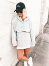 Gray Ribbed Sweatshirt Dress