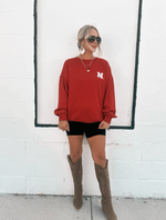 Red Nebraska Barkley Crewneck