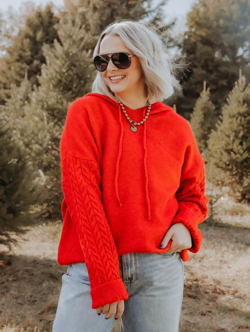 Jason Hooded Sweater in Red