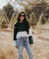 Jaylen Cropped Sweater in Green & Ivory