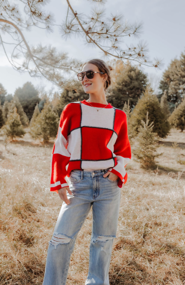 Charlie Red & White Checkered Sweater