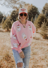 Sequin Santa Sweatshirt in Pink