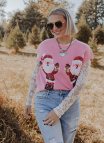 Santa Sequin Sweater Vest in Pink