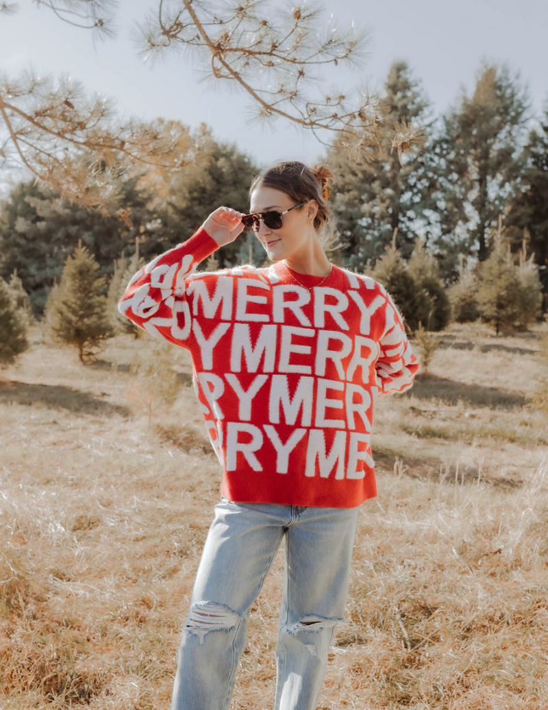 Merry Sweater in Red & White