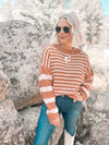 Alyson Sweater in Bronze & Pink Stripe