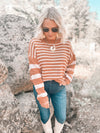 Alyson Sweater in Bronze & Pink Stripe