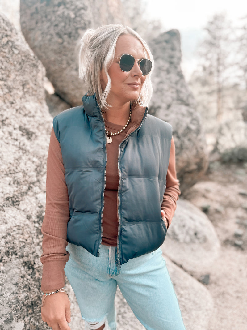 Issey Reversible Vest in Gray/Clove