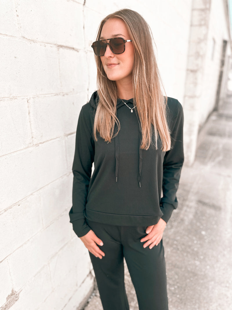 Izzy Hoodie in Black Rib