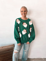 Santa Sequin Sweater in Green