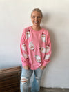 Sequin Santa Sweatshirt in Pink