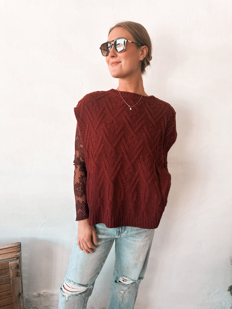 Kaleigh Sweater Vest in Wine