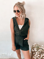 Mia Hooded Romper in Black