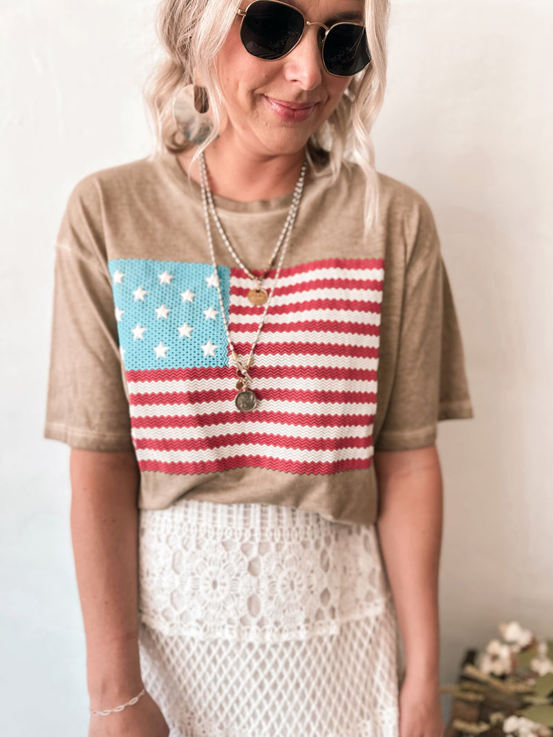 American Flag Puff Tee